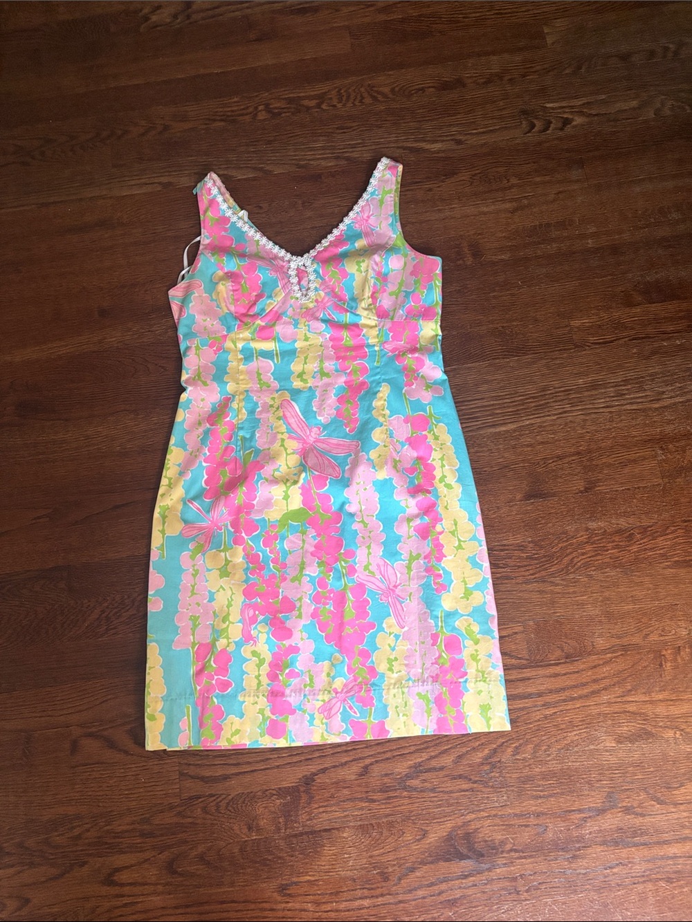 Lilly Pulitzer Sleeveless Floral Shift Dress in Pink, Aqua & Yellow